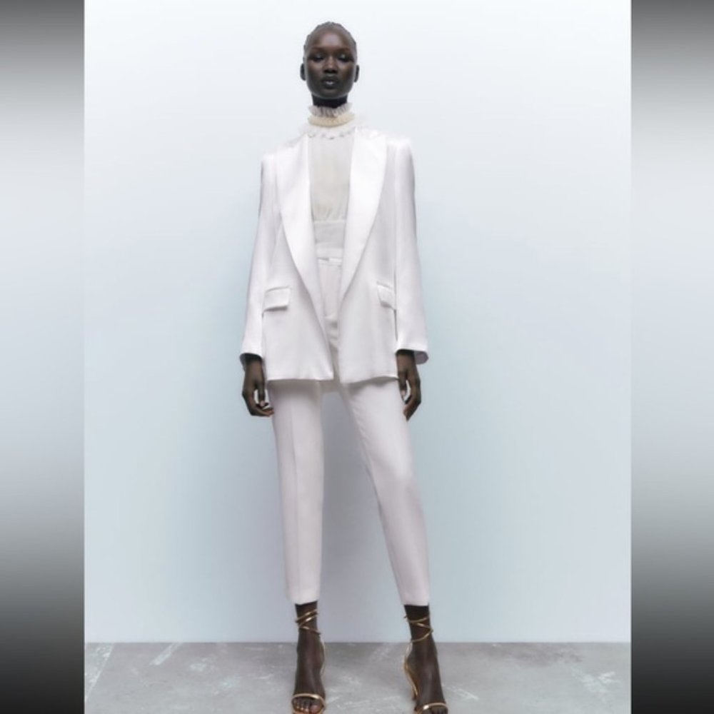 Bridal Blazer - White Satin, Zara, M